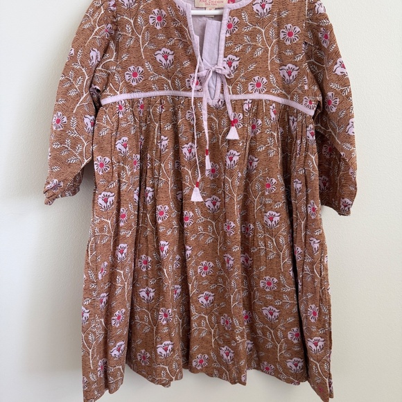 5Y Pink Chicken Jade Dress, Tan Goa Floral - Picture 4 of 6